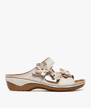 Mules femme confort avec bride à fleurs en relief vue1 - GEMO (CONFORT) - GEMO