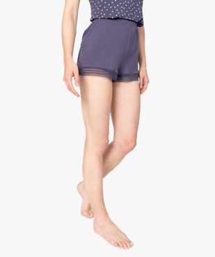 Short de pyjama femme en maille fluide avec bas en dentelle vue1 - GEMO(HOMWR FEM) - GEMO