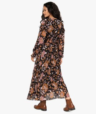 Robe femme longue en voile fleuri et plissé vue3 - GEMO(FEMME PAP) - GEMO
