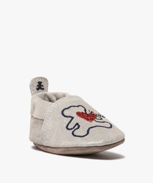 Chaussons de naissance bébé fille pailletés en cuir - LuluCastagnette vue2 - LULU CASTAGNETT - GEMO