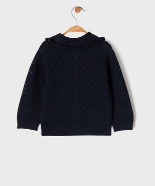 Gilet en coton ajouré à col Claudine bébé fille - LuluCastagnette vue3 - LULUCASTAGNETTE - GEMO