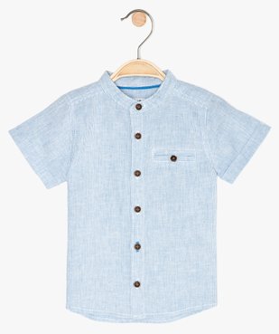 Chemise bébé garçon rayée à col mao en lin et coton vue1 - Nikesneakers(BEBE DEBT) - Nikesneakers