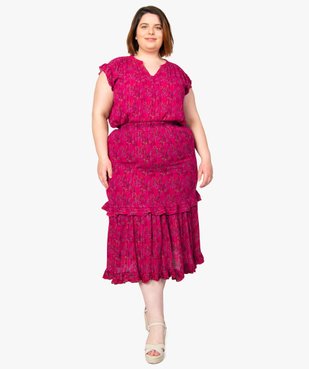 Blouse femme à motifs fleuris et rayures pailletées vue5 - GEMO (G TAILLE) - GEMO