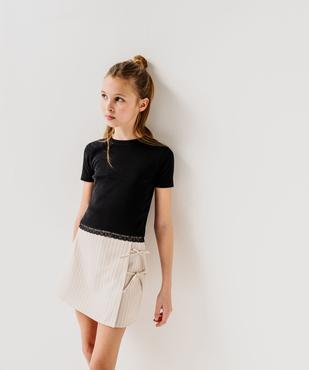 Tee-shirt à manches courtes avec bas en dentelle fille vue1 - GEMO (JUNIOR) - GEMO