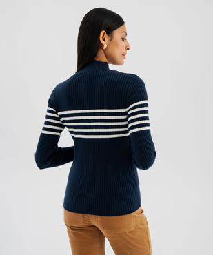 Pull col montant à rayures femme - LuluCastagnette vue3 - LULUCASTAGNETTE - GEMO