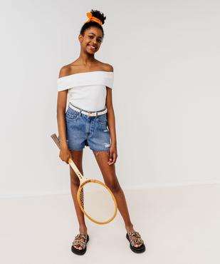 Short en jean coupe ample aspect usé fille vue8 - GEMO 4G FILLE - GEMO