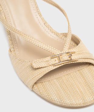 Sandales mules aspect raphia à petit talon femme - Follow Me vue6 - FOLLOW ME - GEMO