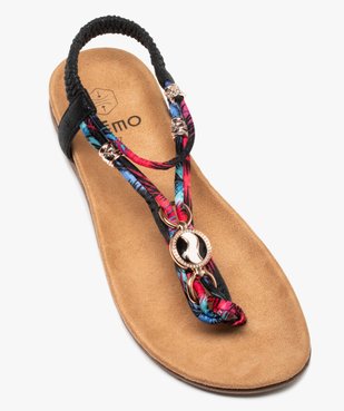 Sandales femme à talon plat et fines brides ornées de charms vue5 - GEMO (CASUAL) - GEMO