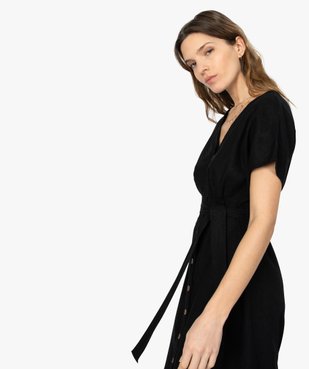 Robe femme boutonnée en lin/viscose vue2 - GEMO(FEMME PAP) - GEMO