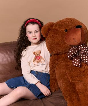 Tee-shirt manches longues avec motif nounours fille - LuluCastagnette vue1 - LULU CASTAGNETTE GEMO FOR GOOD - GEMO
