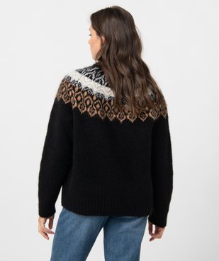 Pull femme jacquard avec col rond vue3 - GEMO(FEMME PAP) - GEMO