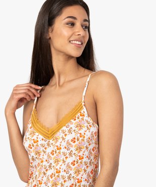 Nuisette femme extensible avec col V dentelle et fines bretelles vue2 - GEMO(HOMWR FEM) - GEMO