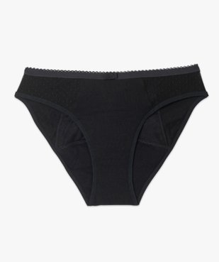Culotte menstruelle en coton stretch et plumetis pour flux moyen - Dim Protect vue4 - DIM - GEMO