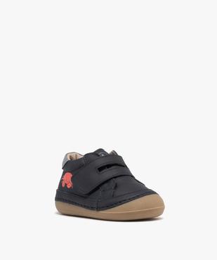 Chaussures premiers pas bébé garçon en cuir fermeture scratch - Alma Planète vue2 - ALMA - GEMO
