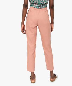 Pantalon femme en lin avec ceinture élastiquée vue3 - GEMO(FEMME PAP) - GEMO
