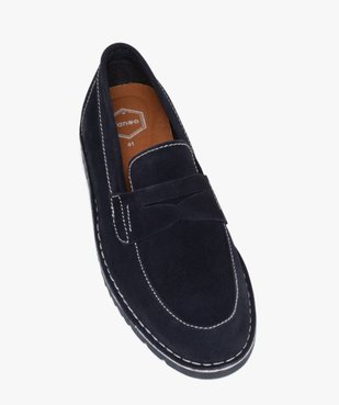 Mocassins homme unis dessus en cuir suédé style urbain - Taneo vue5 - TANEO - GEMO