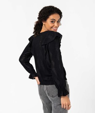 Tee-shirt femme à manches longues avec fronces et volants vue3 - GEMO(FEMME PAP) - GEMO