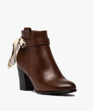 Boots femme unis à talon rainuré et ruban fantaisie vue2 - GEMO(URBAIN) - GEMO