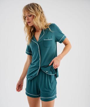 Pyjashort fluide avec haut chemise femme vue4 - GEMO 4G FEMME - GEMO