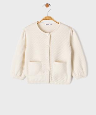 Sweat à boutons pression en maille fantaisie bébé fille vue1 - GEMO(BEBE DEBT) - GEMO