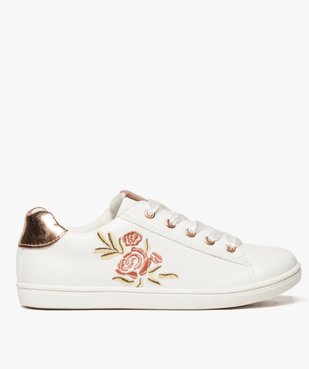 Baskets fille avec motif rose brodé et lacets rubans vue1 - GEMO (ENFANT) - GEMO