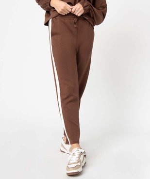 Pantalon de jogging femme avec bandes contrastantes sur les côtés vue2 - GEMO(FEMME PAP) - GEMO