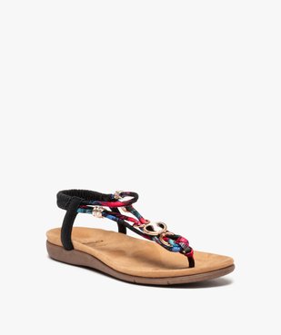 Sandales femme à talon plat et fines brides ornées de charms vue2 - GEMO (CASUAL) - GEMO