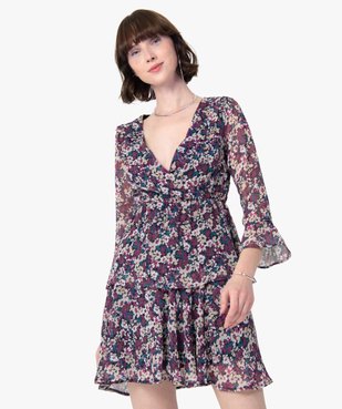 Blouse femme à motifs fleuris et décolleté cache-cœur vue1 - GEMO(FEMME PAP) - GEMO