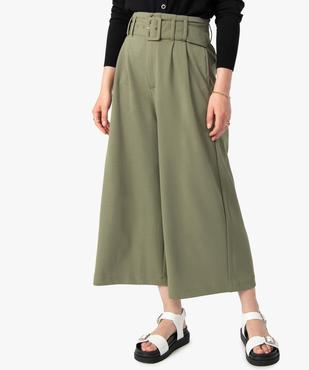 Pantacourt femme taille haute avec ceinture à boucle vue1 - GEMO(FEMME PAP) - GEMO