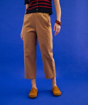 Pantalon barrel en coton stretch à taille élastiquée femme vue1 - GEMO(FEMME PAP) - GEMO