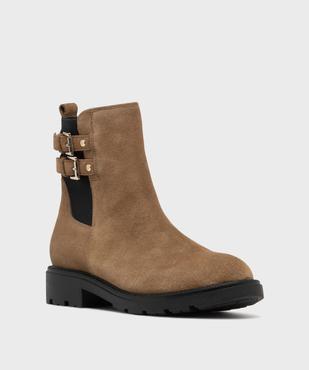 Boots dessus cuir suédé avec semelle crantée femme - Tanéo vue3 - TANEO - GEMO