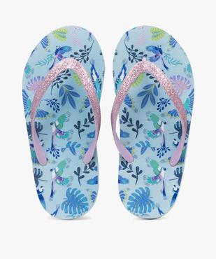 Tongs à motifs exotiques et brides pailletées fille vue1 - GEMO (PLAGE) - GEMO