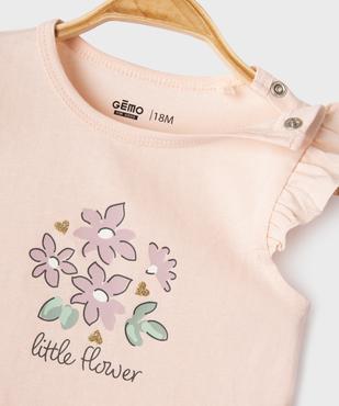 Pyjashort 2 pièces à motifs fleurs bébé fille vue2 - GEMO 4G BEBE - GEMO