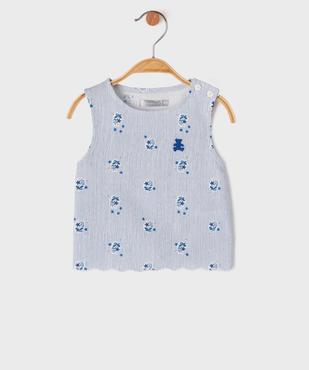 Blouse sans manches à rayures et motifs fleuris bébé fille - LuluCastagnette vue1 - LULUCASTAGNETTE - GEMO