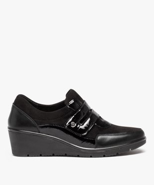 Mocassins femme confort unies à talon compensé et bride vernie vue1 - GEMO (CONFORT) - GEMO