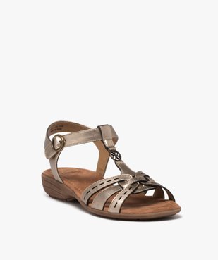 Sandales femme confort à brides unies avec bijou central fantaisie vue2 - GEMO (CONFORT) - GEMO