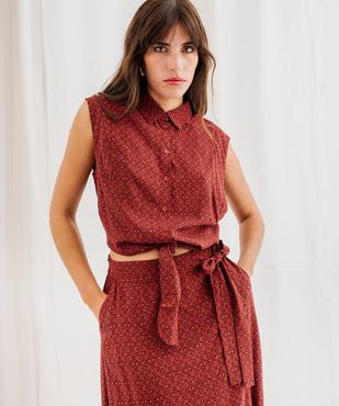 Blouse sans manches imprimée avec liens à nouer femme vue2 - GEMO 4G FEMME - GEMO