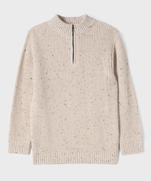 Pull en maille côtelée avec col montant zippé garçon vue1 - GEMO (ENFANT) - GEMO