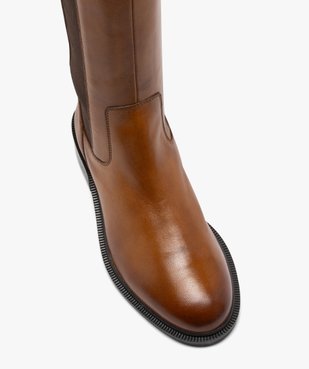 Bottes femme à talon plat en cuir uni et à zip - Taneo vue5 - TANEO - GEMO