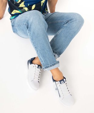 Baskets homme tennis basses bicolores à lacets - Yale vue1 - YALE - GEMO