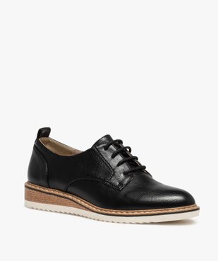 Derbies femme unis à semelle crantée contrastante vue2 - GEMO C4G FEMME - GEMO