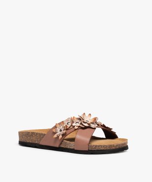 Mules femme à talon plat et larges brides à fleurs vue2 - GEMO (CASUAL) - GEMO