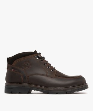 Boots homme dessus en cuir avec ourlets en relief et à bout rond vue2 - URBAN STEPS - GEMO