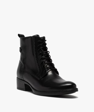 Boots femme à talon plat style derbies à lacets et zip vue2 - GEMO (CASUAL) - GEMO