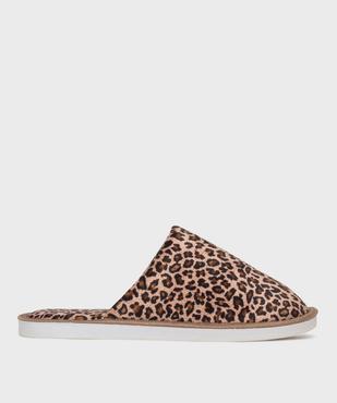 Chaussons mules en velours à motif léopard femme vue1 - GEMO(HOMWR FEM) - GEMO
