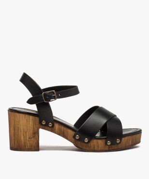 Sandales femme unies à talon imitation bois vue1 - GEMO(URBAIN) - GEMO