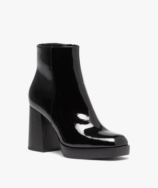 Boots femme vernies à talon haut avec bout carré vue2 - GEMO(URBAIN) - GEMO
