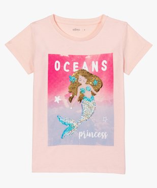Tee-shirt fille avec motif en sequins réversibles vue1 - GEMO (ENFANT) - GEMO