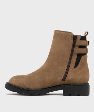 Boots dessus cuir suédé avec semelle crantée femme - Tanéo vue4 - TANEO - GEMO
