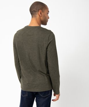 Tee-shirt homme à manches longues et col tunisien vue3 - GEMO (HOMME) - GEMO